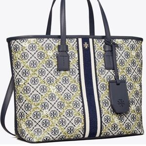 Tory Burch T Monogram Floral Vine
Small Top-Zip Tote Bag |